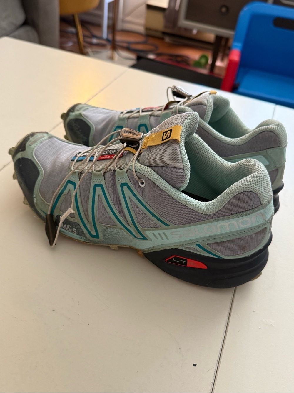 Salomon Speedcross 3 Trail Running Shoes Hiking Mint Grey Women's Size 9